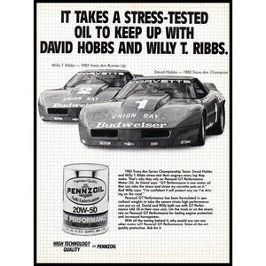 1984 Penzoil Motor Oil Trans-Am Race Car Champion Vintage Print Ad Wall Art